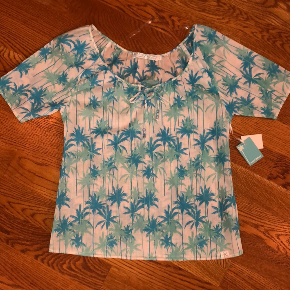 NWT aqua palm tree print beach tunic